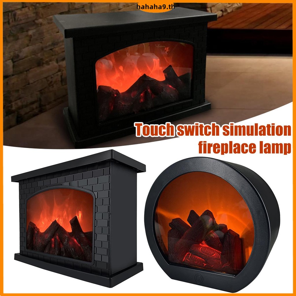 โคมไฟเตาผิงสวิตช์สัมผัส LED โคมไฟเตาผิงจําลอง Log Fire Place โคมไฟ USB และแบตเตอรี่ขับเคลื่อนโคมไฟไฟ SHOPTKC3905