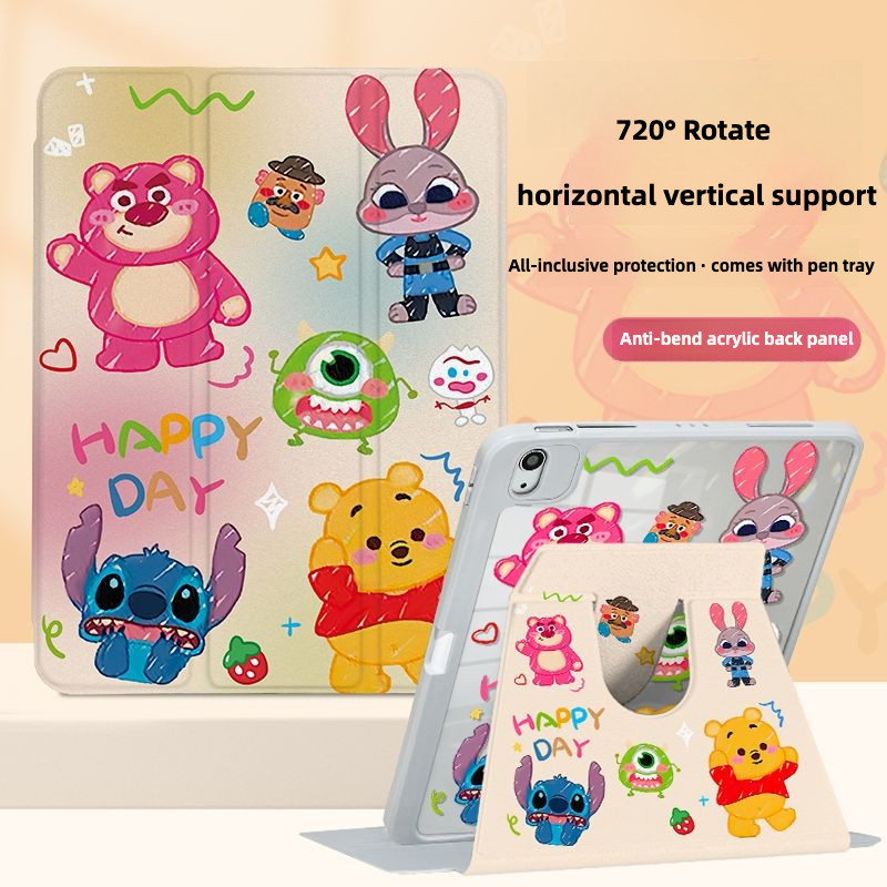 [iPad Air 5] เคส iPad ผึ้งน้ําผึ้งปรับได้ 360 องศา Winnie the Pooh รองรับ iPad gen10 Pro11 2018/2020/2021 Air4 10.9 2020 10.2 Gen9 Gen8 Gen7 air6