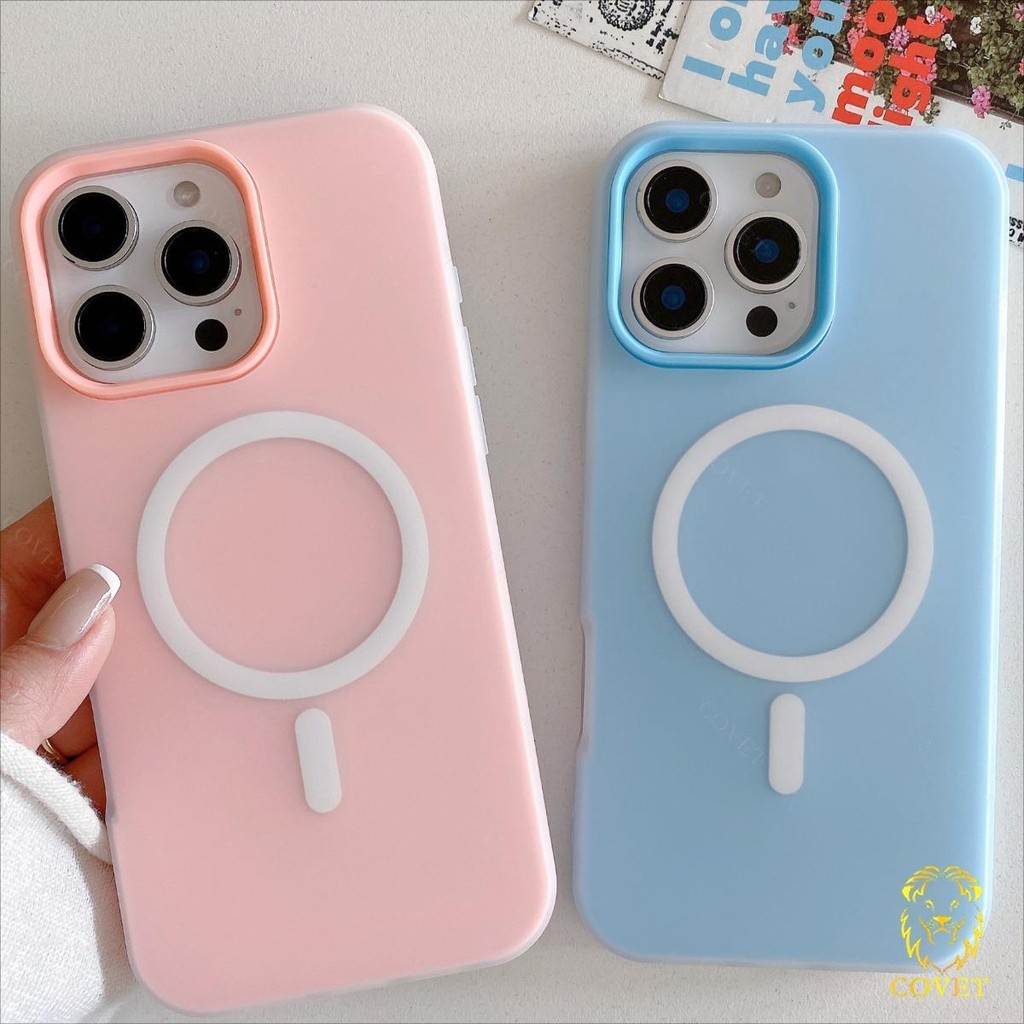 COVET 2-in-1 Jelly Deluxe ป้องกันลายนิ้วมือ แม่เหล็กชาร์จไร้สายแบบใสด้าน เคส เข้ากันได้สำหรับ เคสไอโฟน Case Compatible For iPhone 16 15 14 13 12 11 Pro Max Plus