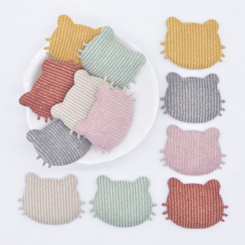 50 ชิ้น 40*30 มิลลิเมตรเบาะ Bling ผ้าหัวแมว Applique สําหรับ DIY หมวกถุงมือเสื้อผ้ากางเกงขายาวผ้าเย็บ Headwear ตกแต่งแพทช์