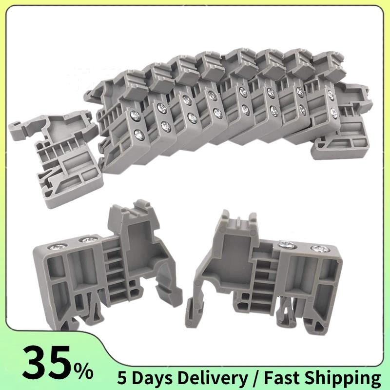 E/uk Din Rail Terminal Blocks End Stopper Bracket สีเทา,ขั้วต่อบล็อกขั้วต่อ (แพ็ค 100 ชิ้น)