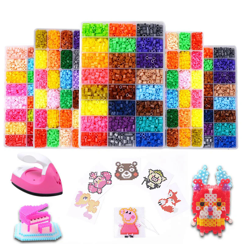 Perler Beads Kit 5mm Kit Hama Beads Creative 3D Puzzle Full Set with All Accessories Ironing Handmad