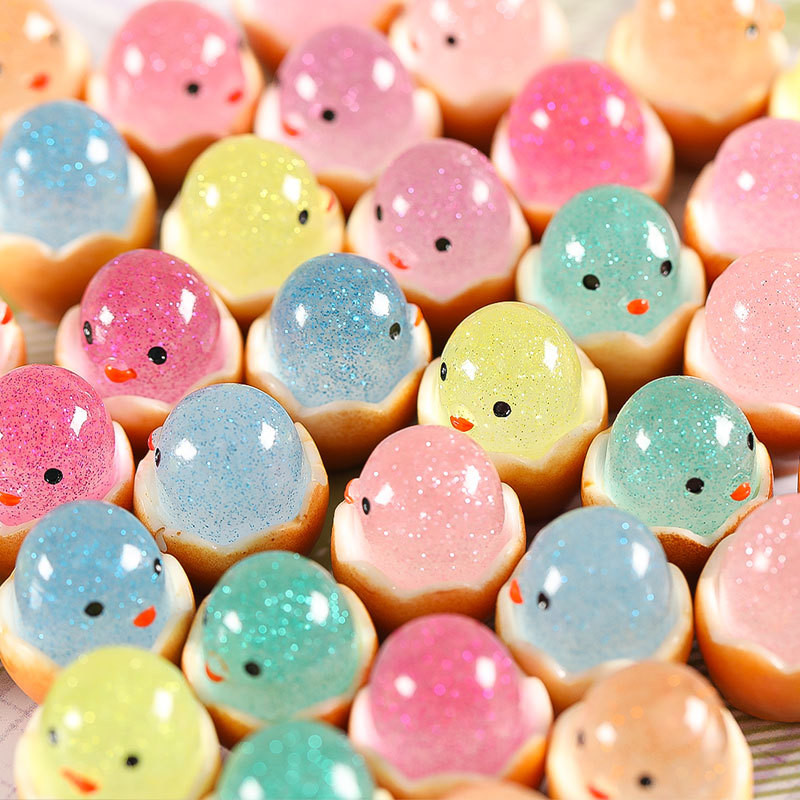 10/20/30/50ชิ้นขนาดเล็กเรืองแสง-ใน-มืดเรซิ่นไก่หุ่น-ตกแต่ง ทําเอง สําหรับฮาโลวีนคริสต์มาสและอีสเตอร์