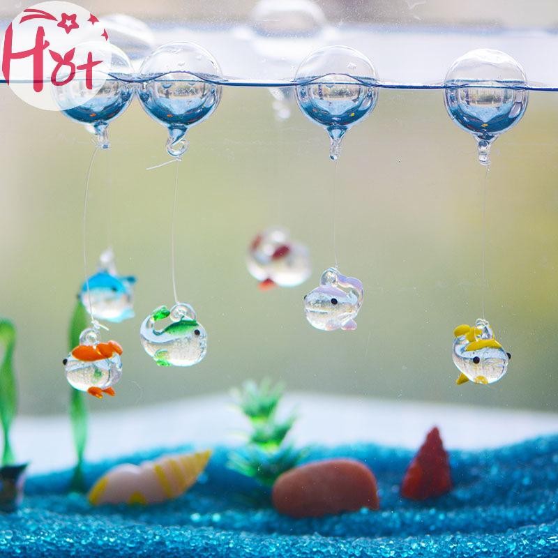 GE Fish Suspended Floag เครื่องประดับแก้ว Luminous Whale Floag Bubble Creative Fish ตกแต่งสแควร์