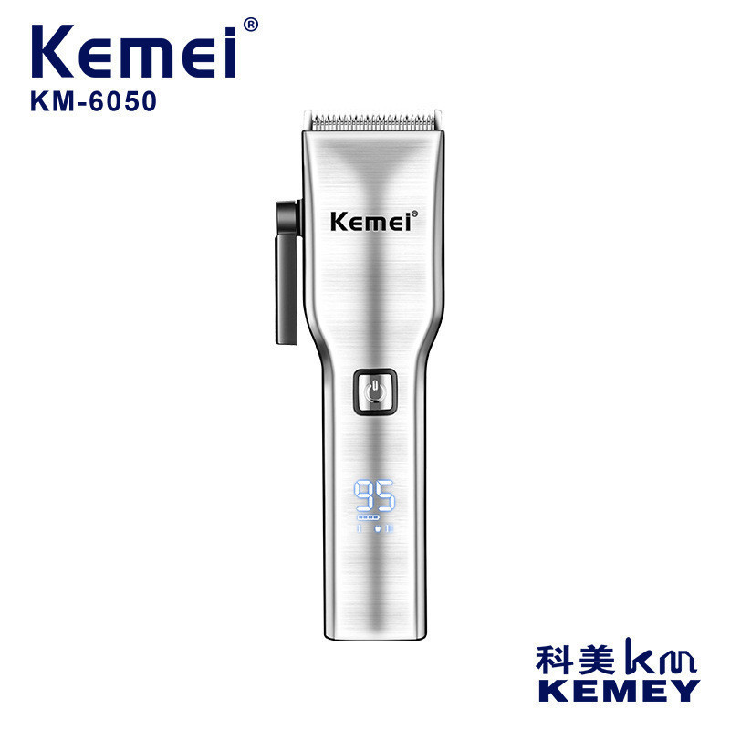 Kemei Professional กรรไกรไฟฟ้า KM-6050 ใหม่อัตโนมัติบด LCD Digital Display USB Hair Clipper