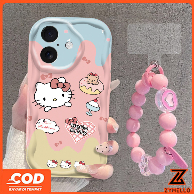 สําหรับ OPPO Reno 13F 5G Reno12 F Reno 12 Reno11 F Reno 11 Reno 10 Reno 8T Reno 8Z Reno 7Z Realme หมายเหตุ 60 Reno8 Reno7 Reno6 ไอศกรีมสีชมพู KT แมวกันกระแทก TPU ซิลิโคน phon