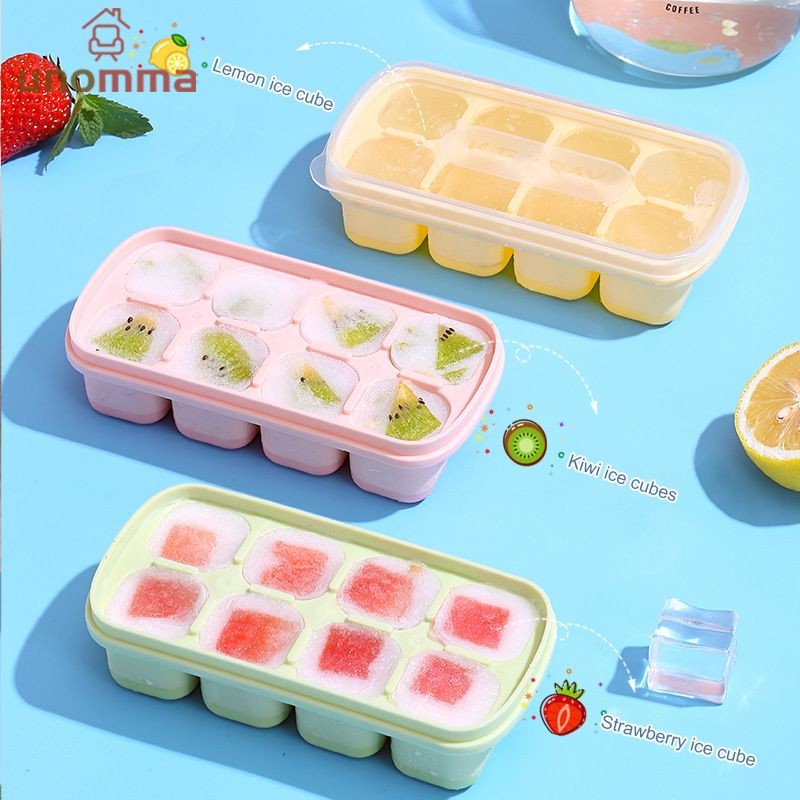 COD ถาดน้ำแข็ง ช่องใส่ซิลิโคนน้ำแข็ง ทรงลูกบาศก์ แม่พิมพ์ถาด แม่พิมพ์ก้อนน้ำแข็งพร้อมฝาปิด แม่พิมพ์น้ำแข็งก้อน unomma