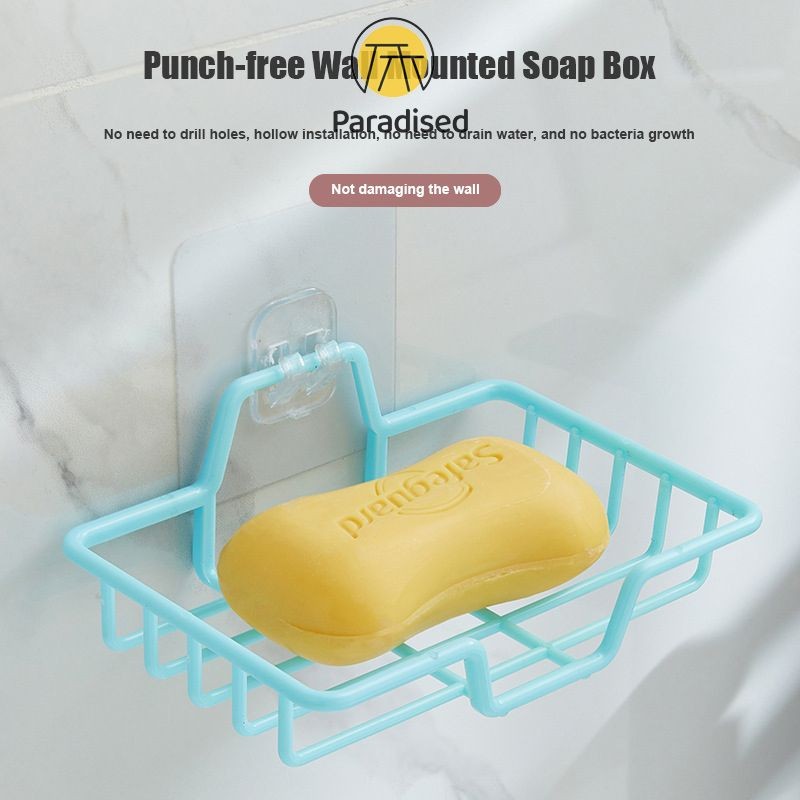💕กล่องสบู่ติดผนังแบบไม่ต้องเจาะ ที่วางสบู่ในห้องน้ำ กล่องสบู่ระบายน้ำแบบเรียบง่ายParadised - รูปที่ 4
