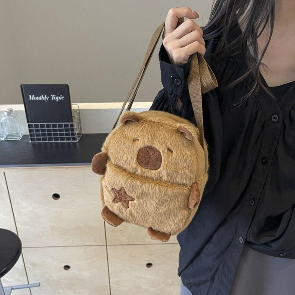 Uumir กระเป๋าสะพายไหล่,กระเป๋าโทรศัพท์ Crossbody ความจุขนาดใหญ่ตุ๊กตา,พร้อมสายรัดปรับได้การ์ตูน Capybara กระเป๋าคาดหน้าอกซิป