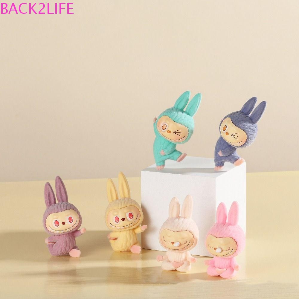 Back2life โยคะ Labubu, น่ารักการ์ตูน Flocking Labubu Charms, Kawaii Textured พวงกุญแจเครื่องประดับ Mini Labubu ตุ๊กตาโทรศัพท์มือถือกรณี DIY