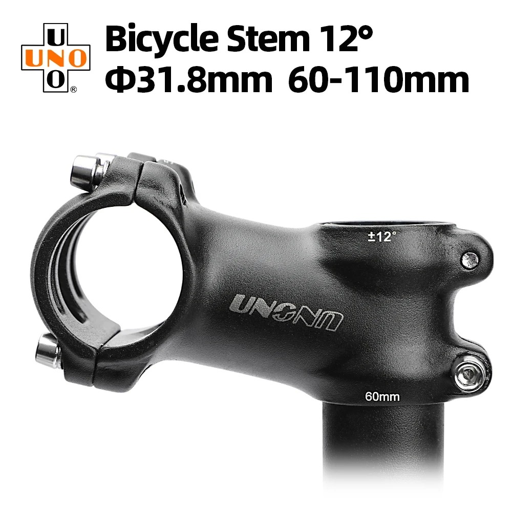 Uno MTB Stem 12 องศา 60/70-180/90/100/110 มม.จักรยานHandlebar Stem 31.8 มม.แผนที่ภูเขากรวด Stem Powe
