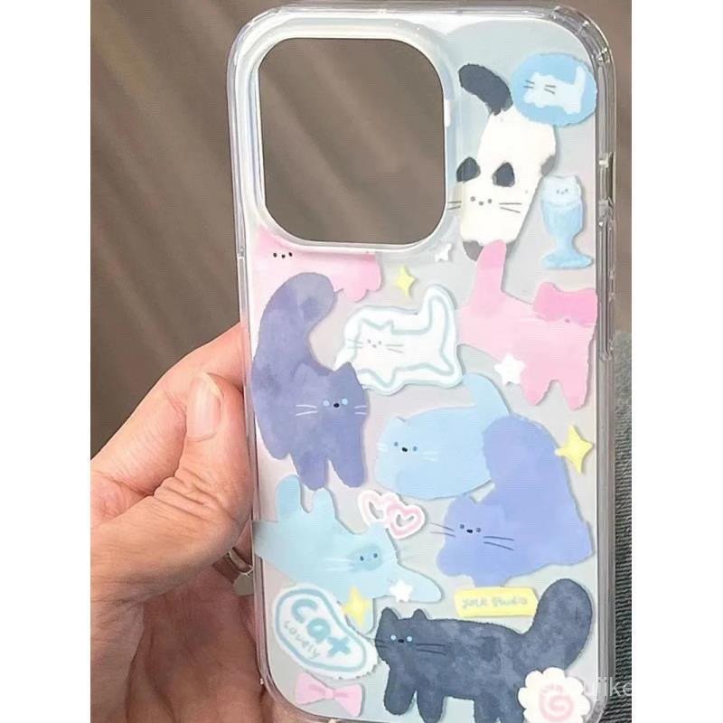 INS ลายแมวสีน่ารักสำหรับ iPhone 7 8 PLUS 11 12 13 14 15 16PLUS 11 12 13 14 15 16pro MAX XS x XR 11pro 13pro jvpj