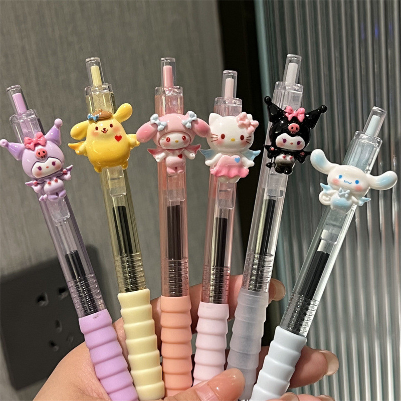 [LC] SANRIO ปากกาเจลซานริโอน่ารัก0.5มมสีดําการ์ตูนปากกาเขียนนักเรียนเรียบ