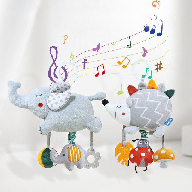 ของเล่นเปลดนตรีสําหรับเด็กทารก, Lullaby Rattle Elephant & Hedgehog, ของเล่นพัฒนาประสาทสัมผัสสําหรับทารก 0-3 ปี