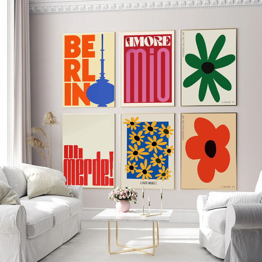 ดอกไม้บทคัดย่อ Wall Art โปสเตอร์พิมพ์ผ้าใบภาพวาด Wall Decor ภาพห้องนั่งเล่น Decor