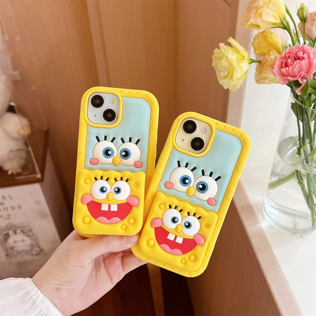 ซิลิโคนDrop Resistance Soft Shell Bracket SpongeBob SquarePants IphoneสําหรับIPhone 16 ProMax 15 ProMax 15Plus 13 12 11 14ProMaxกรณี - รูปที่ 4