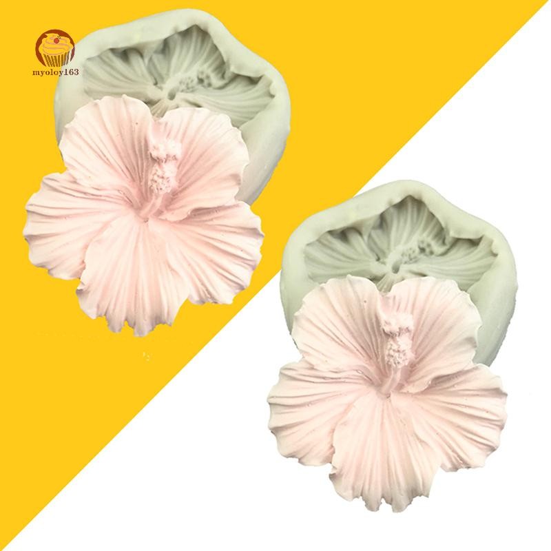 Myoloy Hibiscus รูป DIY แม่พิมพ์ Fondant Moulds ช็อกโกแลต Moulds เค้กตกแต่ง Gadgets วัสดุซิลิโคน Handmade อุปกรณ์เบเกอรี่ TH