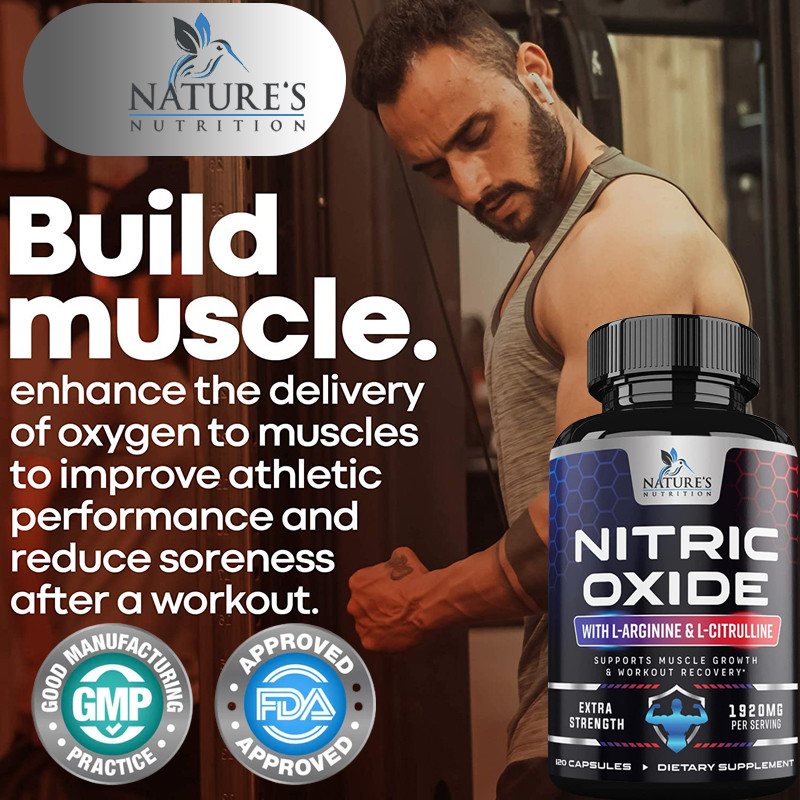 ประกอบด้วย L-Arginine และ L-Citrulline-Nitric Oxide Blend Capsules - รองรับความอดทนและความแข็งแรง, รองรับพลังงาน