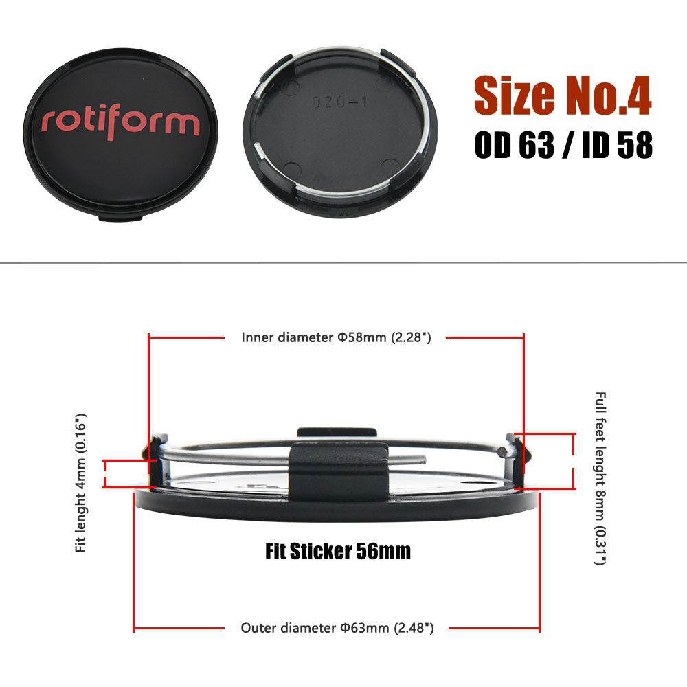 4ตัว 58มม ฝาครอบล้อ roti ฝาปิดดุมล้อ 60มม ฝาครอบดุมล้อ 62มม ฝาดุมล้อ 63มม 65มม - รูปที่ 3