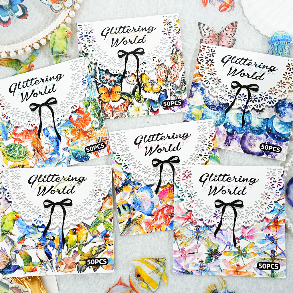 QOUZMO 50ชิ้น/แพ็คVINTAGE เรือสําเภาภาพตัดปะสติกเกอร์สัตว์เลี้ยง[ซีรีส์โลกที่มีสีสัน]diyอุปกรณ์สมุดภาพวัสดุสติกเกอร์เครื่องเขียนวางแผน
