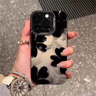 เคสไอโฟน กลีบดอกสีดำ สำหรับ IPhone 14 11 12 13 15 PRO MAX 6 7 6S 8 14 15 Plus XR XS MAX 6SPlus 7Plus 6Plus 8Plus 14Plus