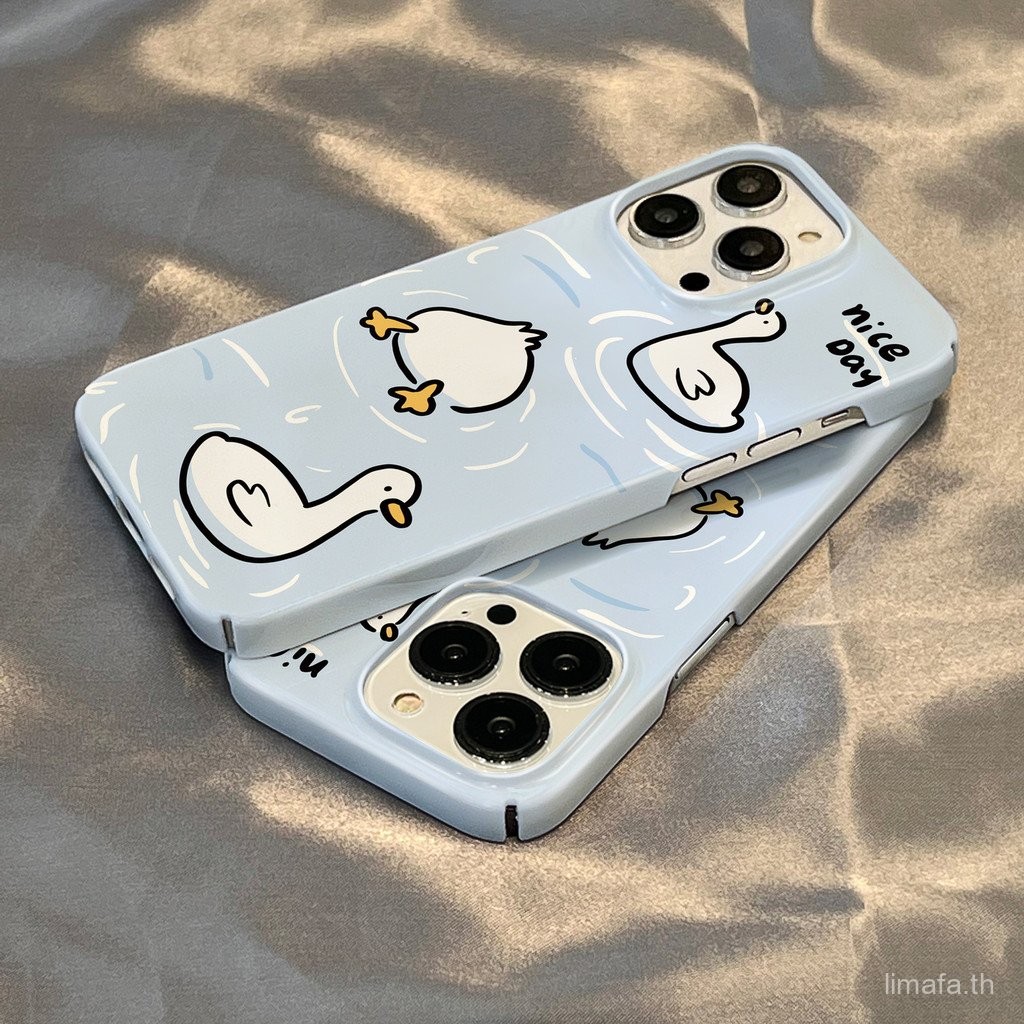 เคสโทรศัพท์รูปเป็ดน้อยสามตัวน่ารัก ใช้ได้กับ iPhone 11 12 13 14 15 16 Pro Max 11 Pro Max 13 Pro Max 14 Pro 14 Plus XR X XS 8 Plus เคสแข็งกันกระแทกแบบด้าน