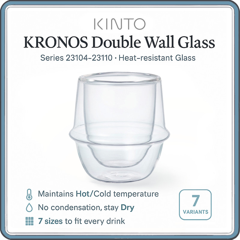 KINTO KRONOS Double Wall Glass แก้วสองชั้นสูญญากาศ ทนร้อนเย็น ไวน์ กาแฟ ชา 7 ขนาด Heat-Resistant