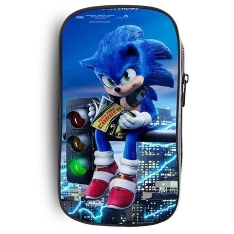กระเป๋าดินสอ Sonic the Hedgehog สำหรับนักเรียน กระเป๋าเก็บเครื่องเขียนความจุขนาดใหญ่