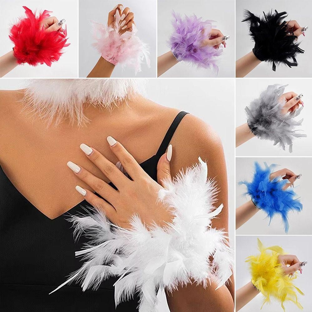 ดอกกุหลาบ ข้อมือตุ๊กตา,8สีขนนกสร้อยข้อมือแขน,แขนที่ถอดออกได้ข้อมือแขนตกแต่งเล็บ