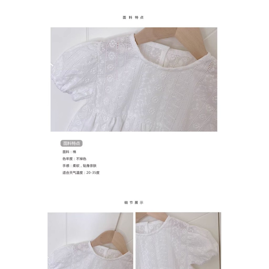 ฤดูร้อน เสื้อแขนสั้นสำหรับเด็กผู้หญิงที่มีการปักแขนพัฟ เสื้อตุ๊กตาเด็กผู้หญิงหวาน เสื้อยืดเด็ก - รูปที่ 5