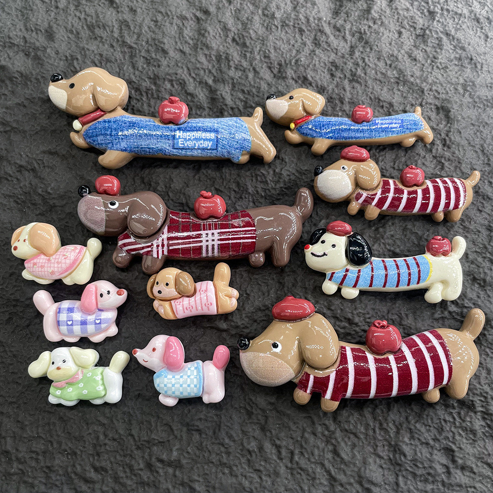 10 ชิ้นน่ารักการ์ตูน Dachshund สุนัขเรซิ่น Flatbacks สําหรับ Charms DIY กิ๊บติดผมเคสโทรศัพท์อุปกรณ์ตกแต่งรองเท้า