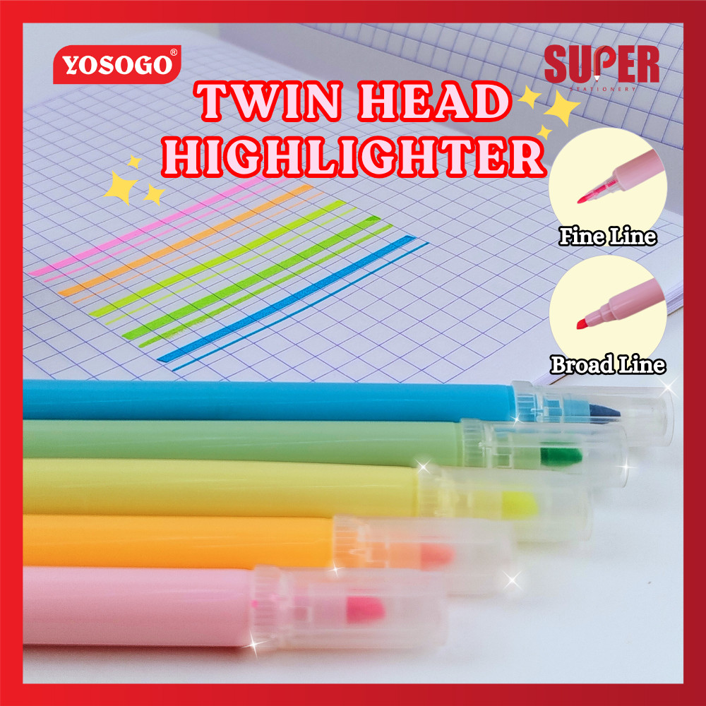 [Super Stationery] Penanda Dua Hujung Twin Head Highlighter - Broad line 3.0mm Fine line 1.5mm