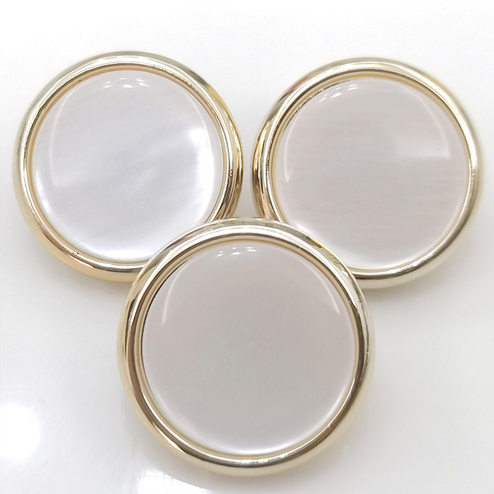 10 ชิ้น Minimalist Pearl Shine Gold Rim ปุ่มพลาสติก, 10-25 มม.สีขาวรอบปุ่มสําหรับชุดเสื้อ,Elegant เย็บอุปกรณ์เสริม