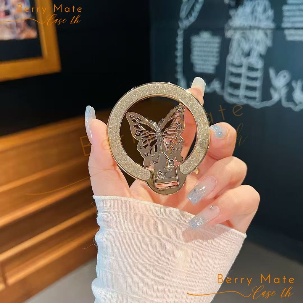 การชาร์จ แม่เหล็กติดโทรศัพท์ ขาตั้งเคสมือถือ แหวนแม่เหล็วงเพชรผีเสื้อ ใช้พร้อมกับโทรศัพท์หลายรุ่นได้ สะดวกการวางโทรศัพท์ - รูปที่ 3