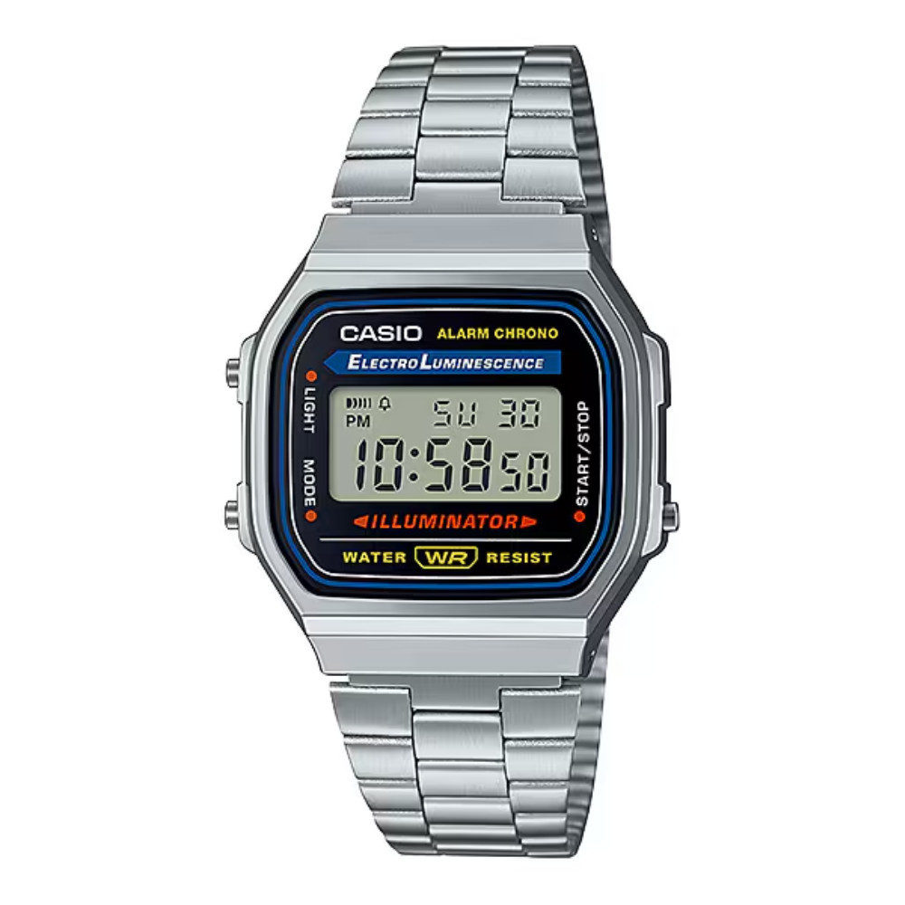 CASIO นาฬิกาข้อมือ CASIO รุ่น A-168WA-1Q วัสดุสเตนเลสสตีล สีเงิน
