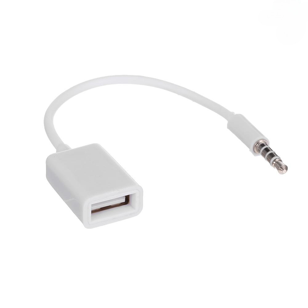 Aux แจ็คเสียง To Usb 2.0 Female อะแดปเตอร์แปลงสายเคเบิ้ล Otg (สีขาว)