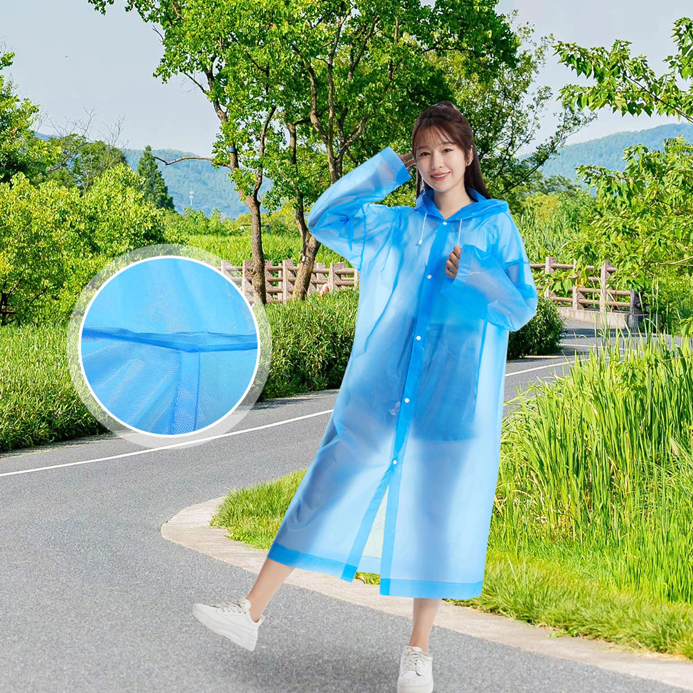 เสื้อกันฝนฉุกเฉินแบบพกพา มีฮู้ด สำหรับตั้งแคมป์เดินป่า 10 ชิ้น thumbnail 3