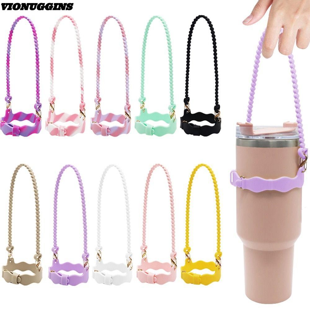 Vionuggins ขวดน้ําสลิง Carrier Holder,พร้อมสายคล้องที่จับขวดน้ํานุ่ม,แฟชั่นถ้วยน้ําซิลิโคนกันลื่นสายรัดสลิงสําหรับถ้วยสําหรับอุปกรณ์ถ้วย