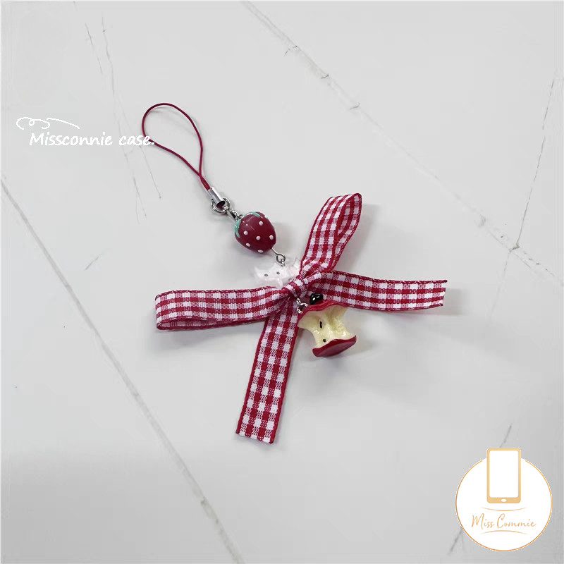 อินเทรนด์น่ารักการ์ตูนผลไม้สดแกนอุปกรณ์เสริมสากลเคสโทรศัพท์สร้อยข้อมือสีแดงประดับด้วยลูกปัดโบว์ปมพวงกุญแจตกแต่งแฟชั่นเชือกแขวนใ - รูปที่ 3