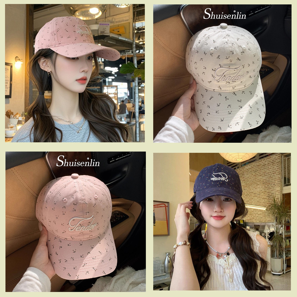 เกาหลี อิน ดอกไม้ขนาดเล็กสดปักจดหมายหมวกเบสบอลหน้าหวานหมวกขนาดเล็ก ราคาถูก Shopee Lazada