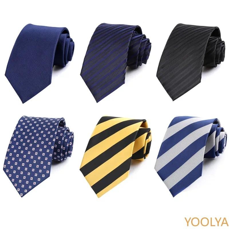 ใหม่ 8 ซม.Mens เนคไทลายลายสก๊อตธรรมดาสีดํา Navy Ties สําหรับ Man คอ Tie สําหรับงานแต่งงาน