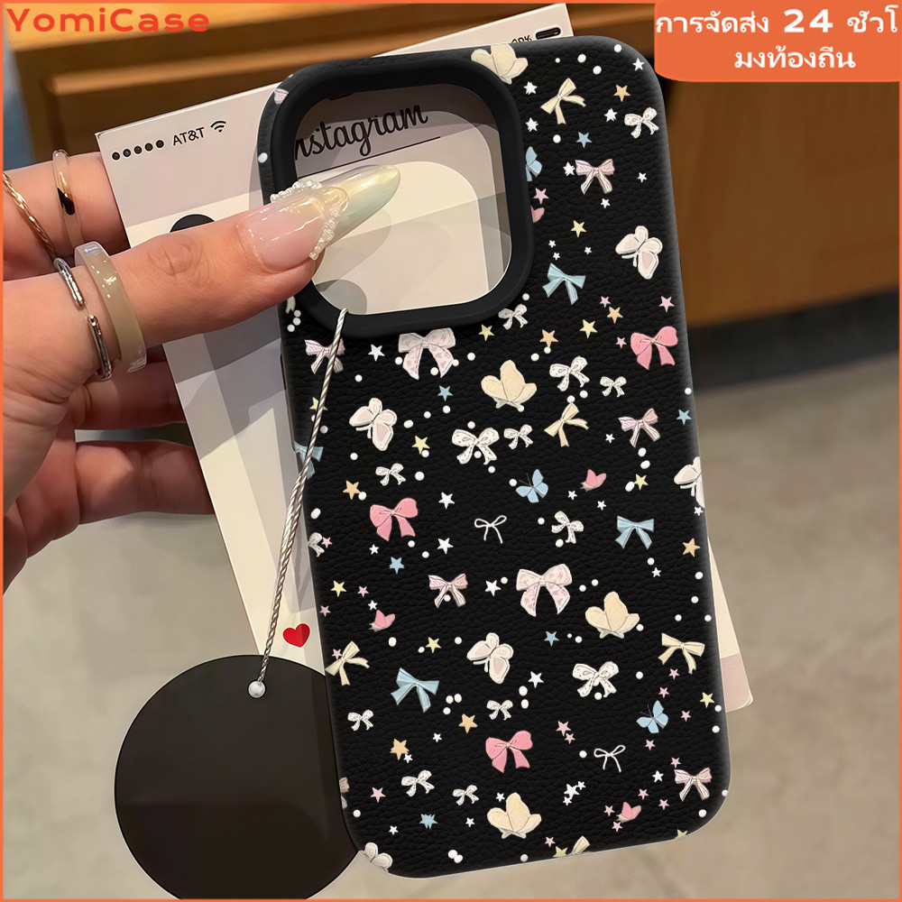 เคสไอโฟน13 11 16promax กรณีโทรศัพท์มือถือโบว์น่ารัก การ์ตูนน่ารักสีลูกกวาด case for iPhone 15 14 12 ProMax XS XR 78 Plus