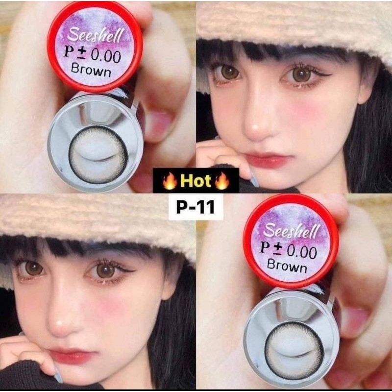 บิ๊กอาย คอนแทคเลนส์ รุ่น seeshell gray/ brown ฝาแดง ยี่ห้อ Pitchy lensฝ