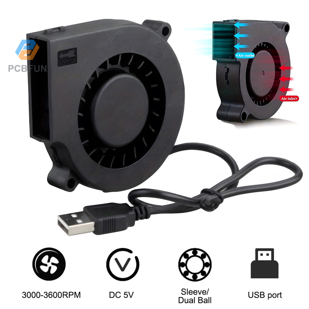 Pcbfun พัดลม USB ระบายความร้อน Turbo Blower พัดลมระบายความร้อนคอมพิวเตอร์ พัดลมระบายความร้อนแบบเงียบ