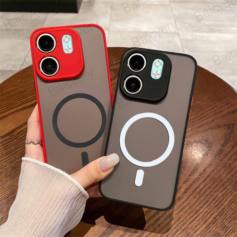 สําหรับ Infinix Hot 50i X6531 X6531B สมาร์ท 9 X6532 พร้อมสติกเกอร์แม่เหล็ก Matte TPU ป้องกันกันกระแท