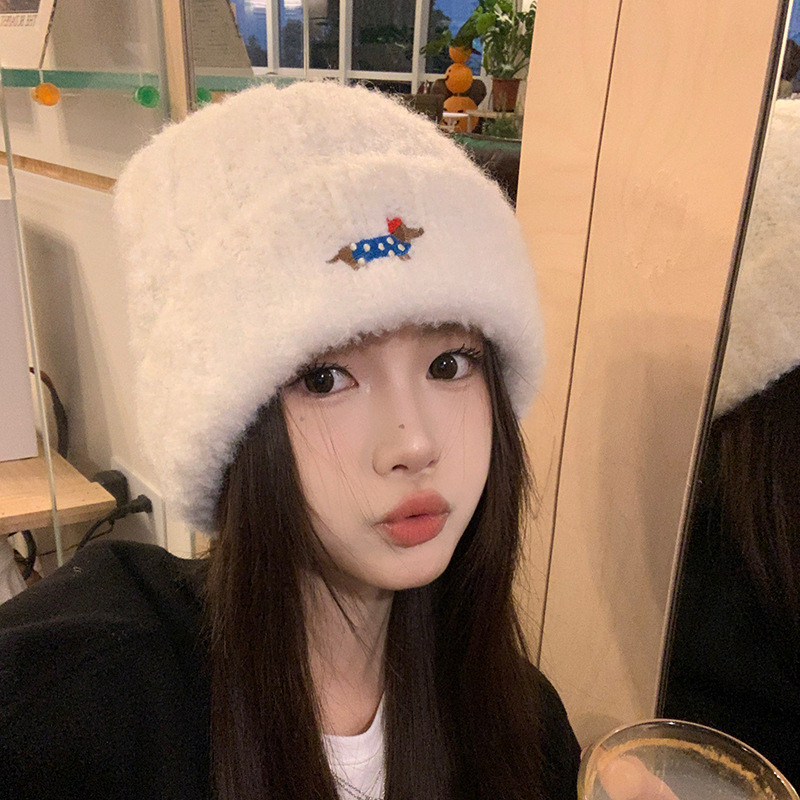 ญี่ปุ่นตุ๊กตาหมวกหญิงฤดูหนาวน่ารักดัชชุนถักหมวกหนาอบอุ่นหมวกขนสัตว์เส้นรอบวงหัวใหญ่หมวกเย็นชาย