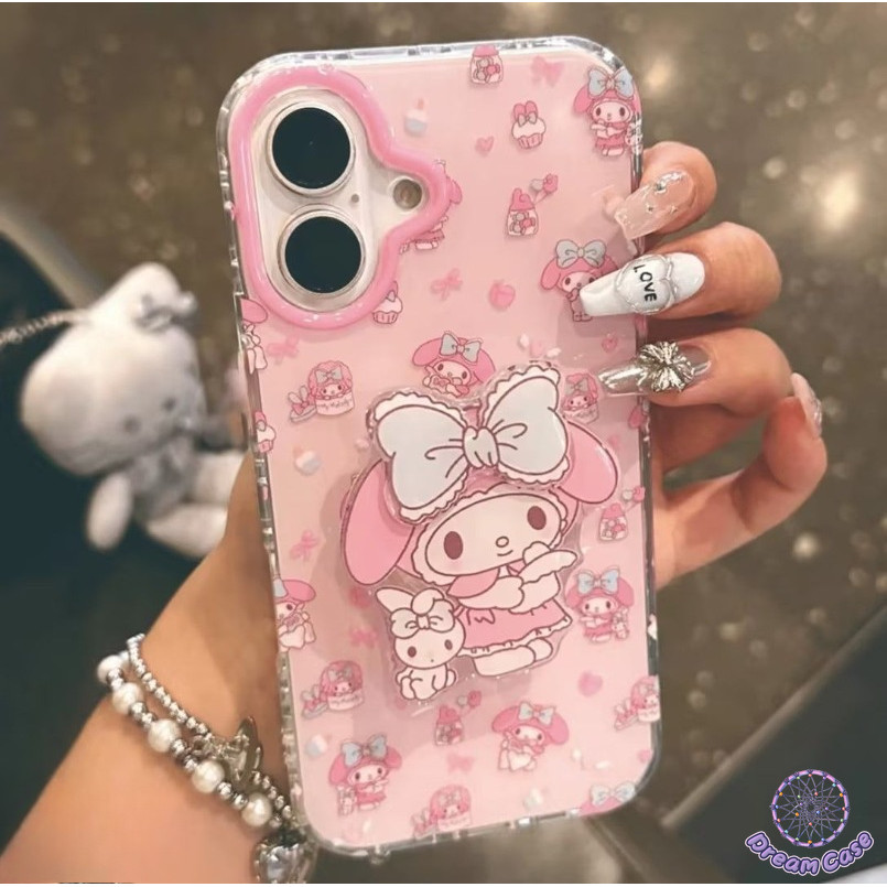 การ์ตูนเมโลดี้ลูกแมวน่ารักสีชมพูโบว์ใสนุ่ม เคส iPhone 15 11 16 13 14 12 Pro Max XR 15 16 8 6 6s 14 Plus X XS Max SE