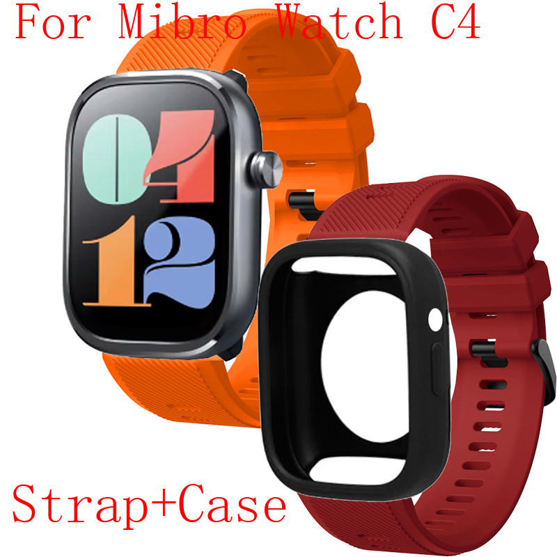 สาย Mibro Watch C4 เคส ซิลิโคนสําหรับ Mibro นาฬิกา C4 สายรัดข้อมือสร้อยข้อมือฝาครอบหน้าจอเกราะป้องกันกันชนนาฬิกาอุปกรณ์เสริม