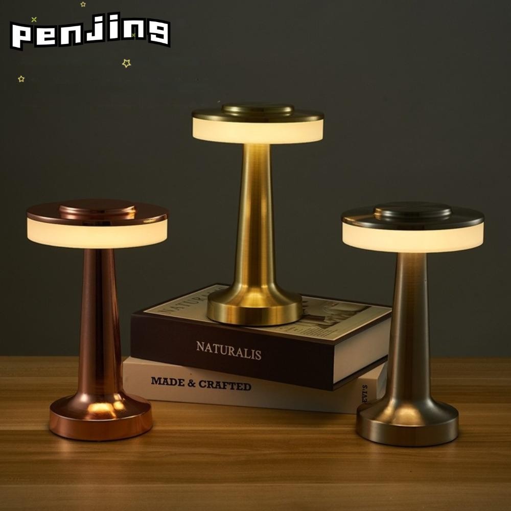 Penjing ไฟกลางคืน Led, โคมไฟตั้งโต๊ะ Led แบบชาร์จไฟได้ USB หรี่แสงได้ไม่มีที่สิ้นสุด, โคมไฟตั้งโต๊ะบาร์โรงแรมแสงในร่มย้อนยุค