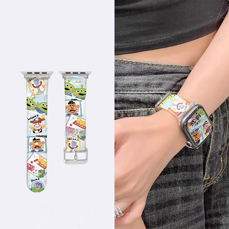 การ์ตูนtoy StoryรูปแบบสายนาฬิกาสําหรับApple Watch Ultra 8 7 49 มม.45 มม.40 มม.41 มม.44 มม.IWatch Series SE 6 5 4 3 2 1 tpuซิลิโคนอ่อนนุ่ม